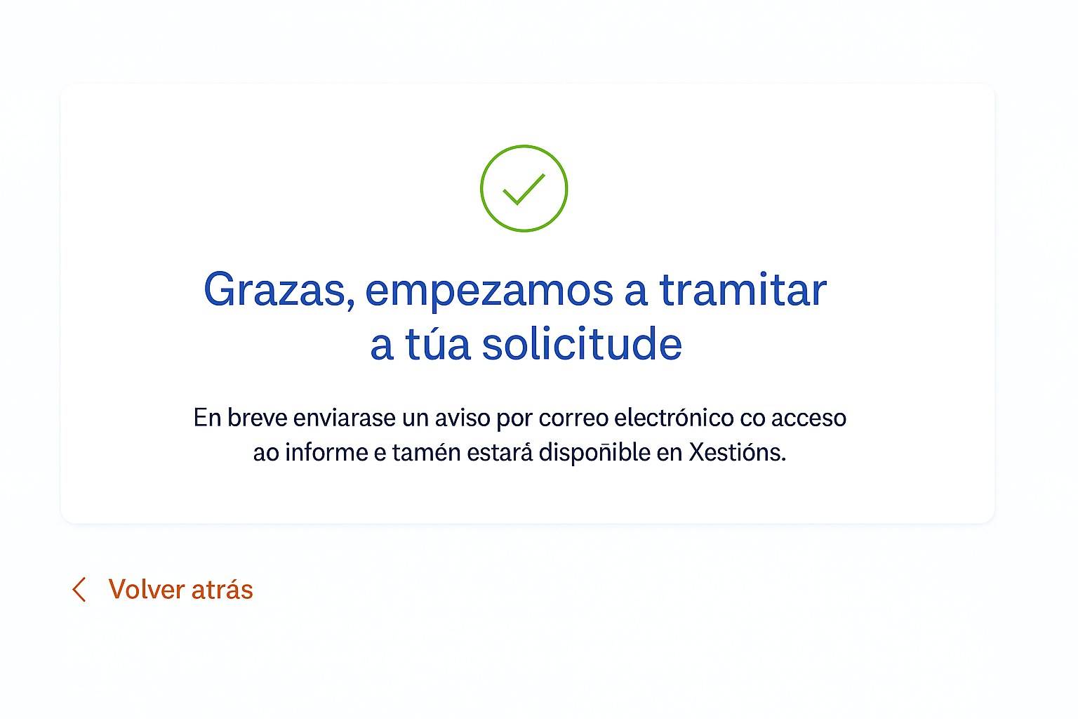 Confirmación en pantalla de que la solicitud del informe del Modelo 347 se ha realizado en el Área Clientes.