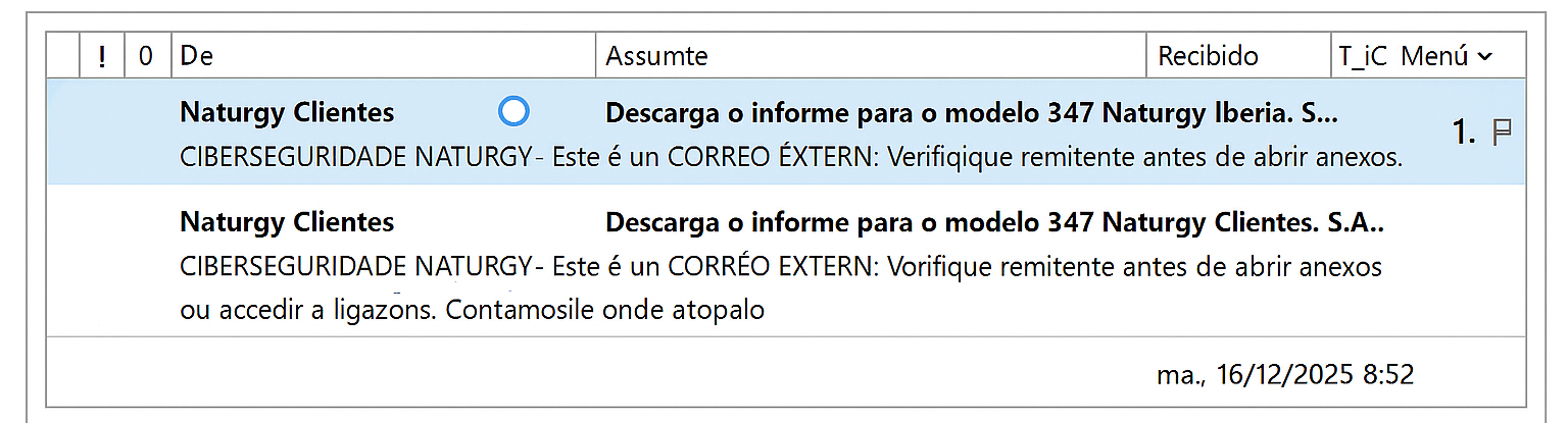 Sección de ‘Gestiones’ mostrando el informe solicitado para descargar del Modelo 347.